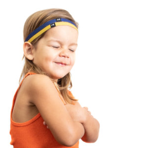 Moms of Boys With Long Hair: a Hoyer boy repping the blue and gold thin headbands.