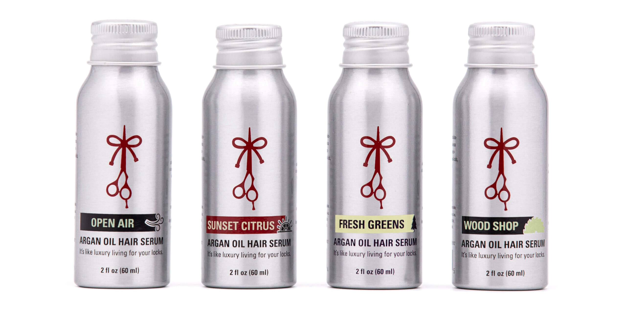     Photo lineup of all 4 fragrances from The Longhairs. 