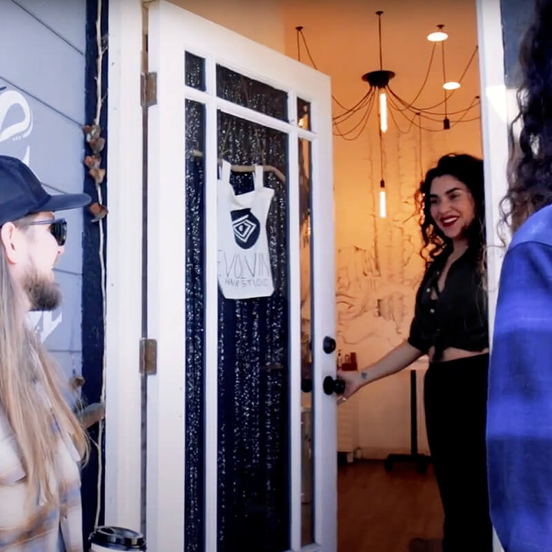 VisitingNaomi Aragon at Evolving Hair Studio