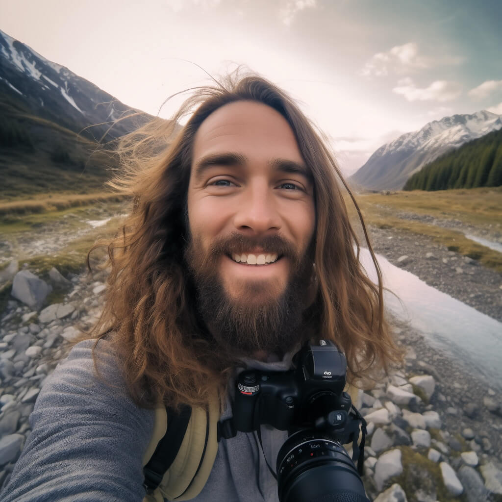 ai photography portrait of man with long hair