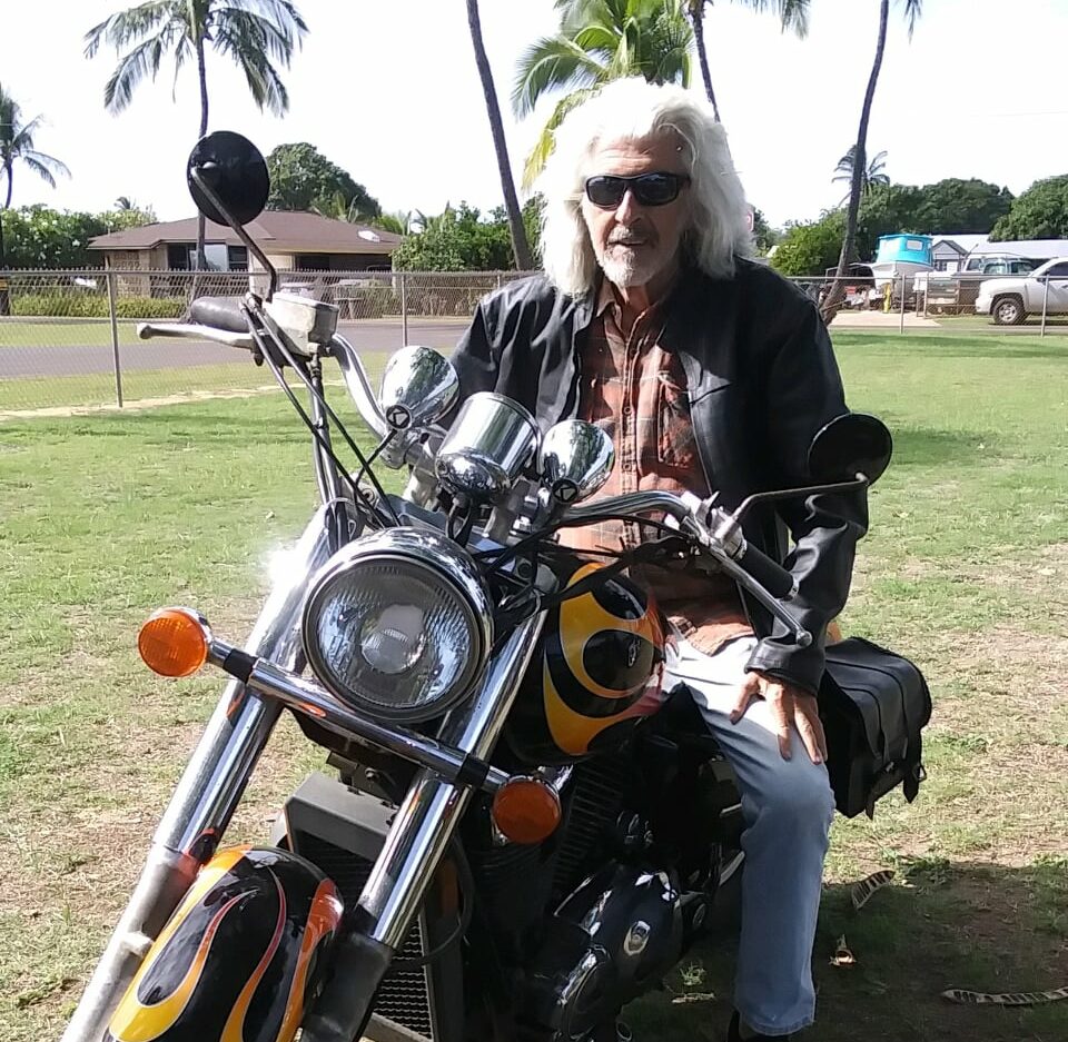 old larry feinstein on his motorcycle